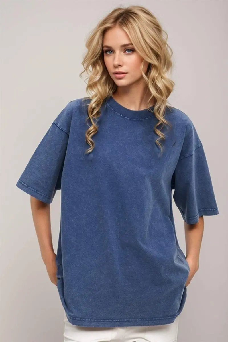 Basic Bae Round Neck Half Sleeve T-Shirt for Women - Love Salve